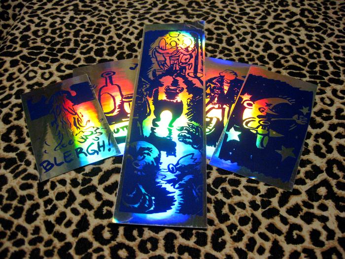 Stickers holográficos estampados en serigrafía